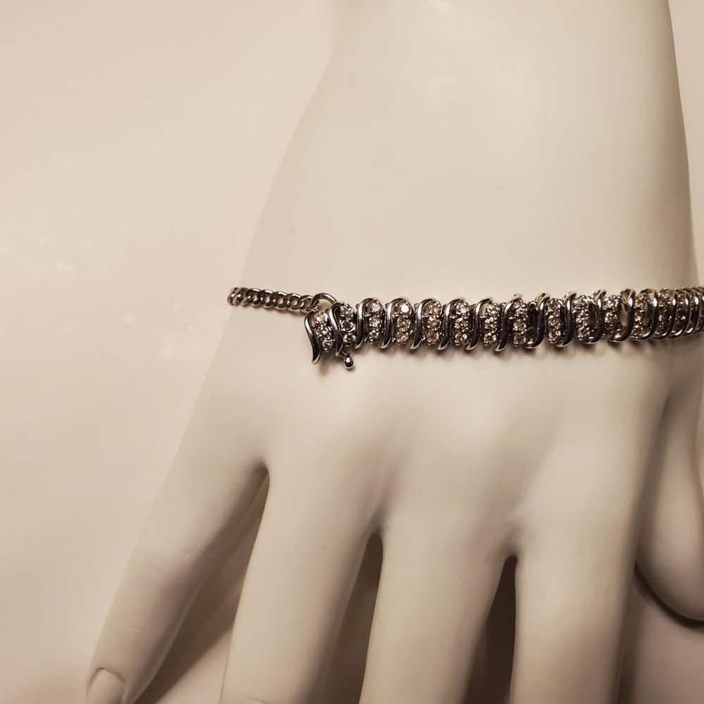 DIAMOND TENNIS BRACELET 14K WHITE  GOLD - Picture 4 of 12